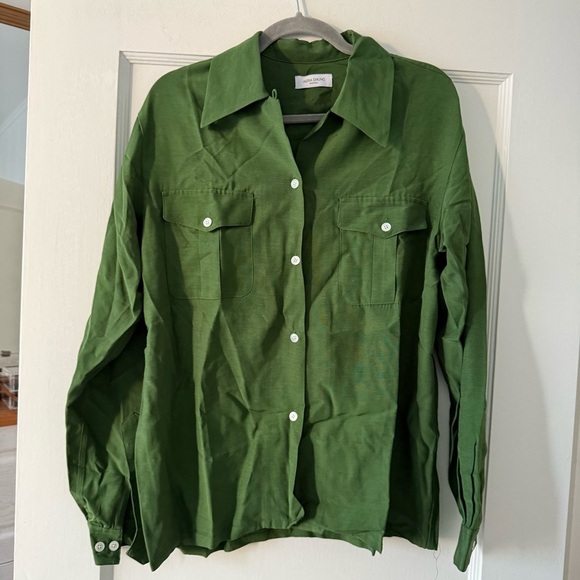 Madewell Alexa Chung for Madewell Pleat-Pocket Button-Up Shirt in Dark Pine M - Picture 7 of 12